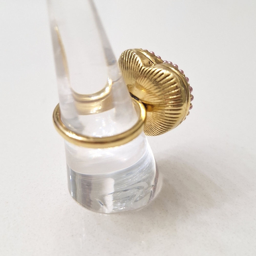 Jessica Simpson Gold Tone Statement Heart Ring Pink Rhinestones‎ - Picture 2 of 5